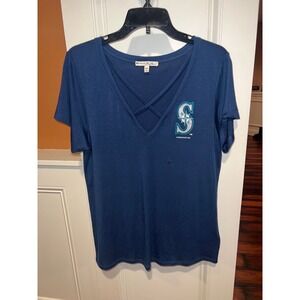 Women's EXPRESS ONE ELEVEN  Seattle MLB baseball short sleeve T tee shirt S navy